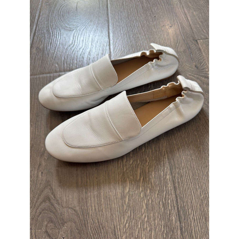 Everlane The Day Loafer Flats Shoes Size 9 White Leather Elastic Heel Excellent